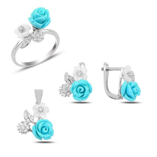 Zirkon Taşlı Aysun Temalı Set 925 Ayar Gümüş